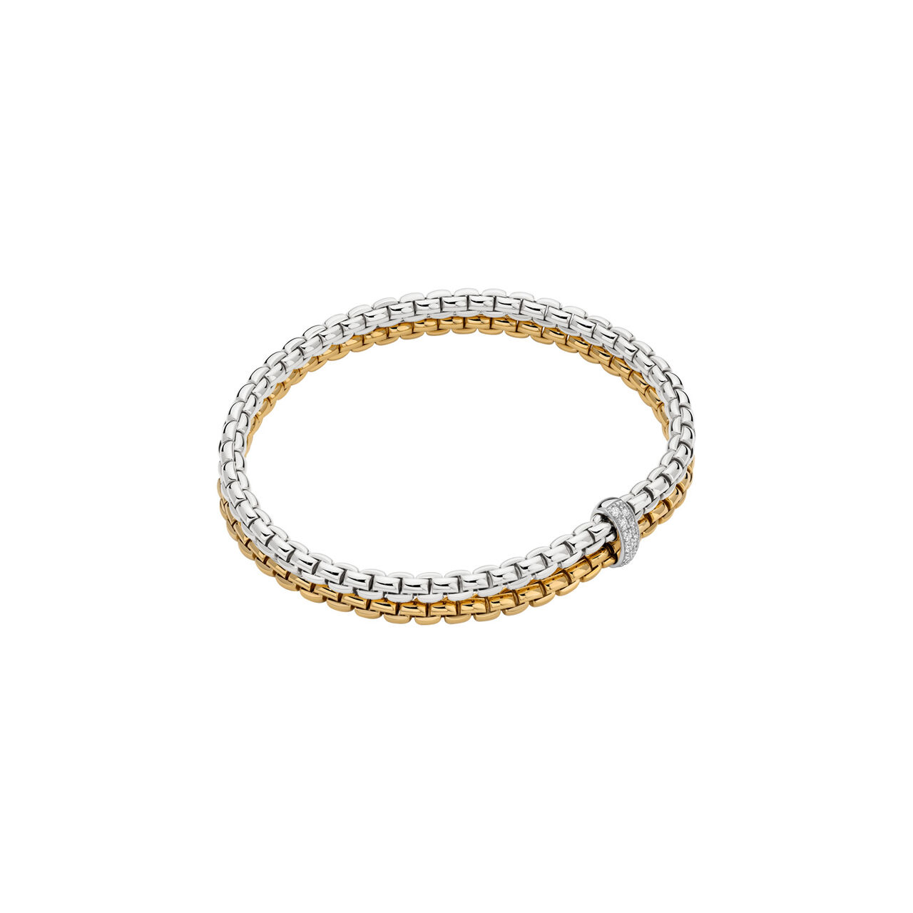 FOPE Eka Tiny Flex'it Yellow and White Gold with Diamond Double Bracelet image number 0